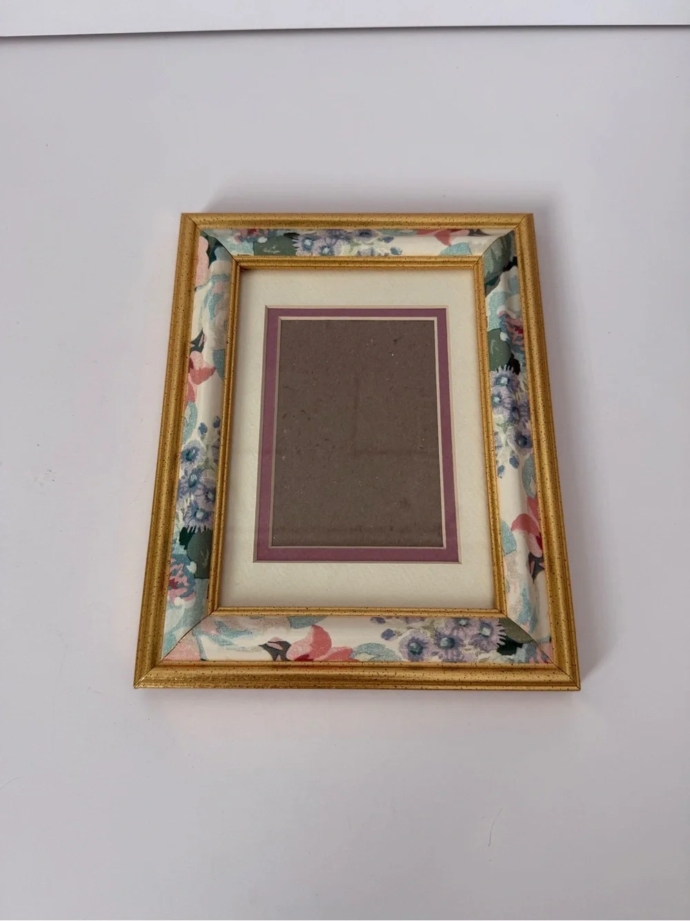 Floral Gold Accent Photo Frame - Cream, Pink & Green